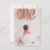 フォトピンクガールフローラハイランド牛1歳の誕生日 サンキューカード (裏面)