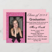 フォトピンクグリッター卒業招待状 招待状 (正面/裏面)
