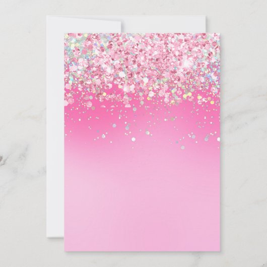 フォトピンクグリッター第2誕生日 招待状 (裏面)