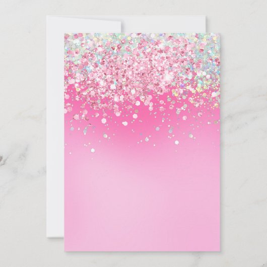 フォトピンクグリッター10誕生日 招待状 (裏面)