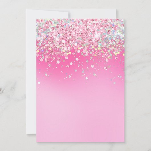 フォトピンクグリッター13誕生日 招待状 (裏面)