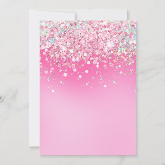 フォトピンクグリッター14誕生日 招待状 (裏面)