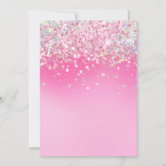 フォトピンクグリッター9誕生日 招待状 (裏面)