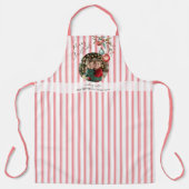 フォトピンクストライプ色の家族の名前キッズメリークリスマス エプロン (正面)