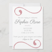 フォトピンクスワールスクリプトベビーガール誕生 案内状 (裏面)