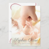 フォトピンクスワールスクリプトベビーガール誕生 案内状 (正面/裏面)