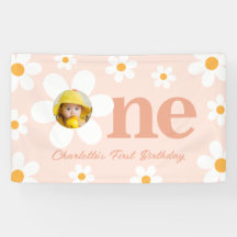 フォトピンクデイジー1歳パーティー