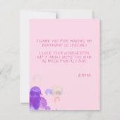 フォトピンクバブルガーリー子供の誕生日パーティー (裏面)