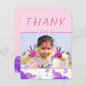 フォトピンクバブルガーリー子供の誕生日パーティー (正面/裏面)