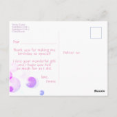 フォトピンクバブル子供の誕生日パーティーありがとう ポストカード (裏面)