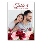 フォトピンクバーガンディ結婚フローラ テーブルナンバー (裏面)