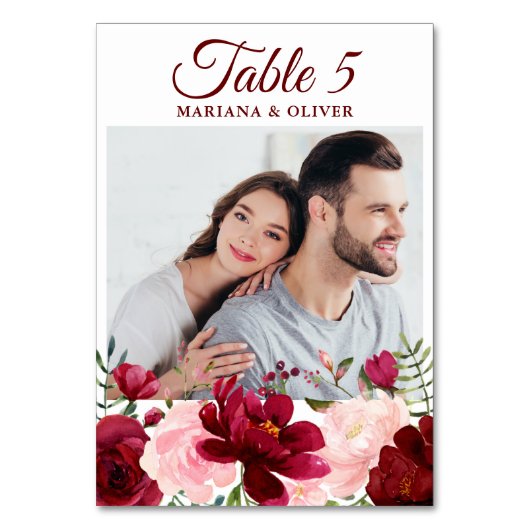 フォトピンクバーガンディ結婚フローラ テーブルナンバー (裏面)