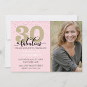 フォトピンクパープル30と素晴らしい誕生日パーティー 招待状 (正面)