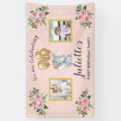 フォトピンクフローラエレファントファースト誕生日ガール 横断幕 (縦)