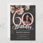 フォトピンクフローラ60誕生日カスタム 招待状 (正面)