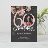 フォトピンクフローラ60誕生日カスタム 招待状 (スタンド正面)