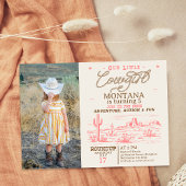 フォトピンクブラウンウェスタンデザート女性のカーボーイ誕生日 招待状
