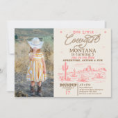 フォトピンクブラウンウェスタンデザート女性のカーボーイ誕生日 招待状 (正面)