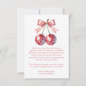 フォトピンクボウディスコボール卒業パーティー サンキューカード (裏面)