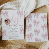 フォトピンクボウ恋しく思リトルオネダーフル1歳 招待状