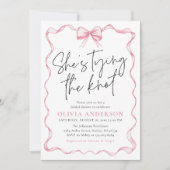 フォトピンクボウ結び目ブライダルシャワー 招待状 (正面)
