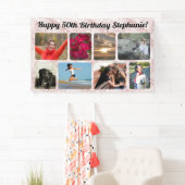 フォトピンクモダンの大理石コラージュ誕生日パーティ 横断幕 (インサイチュ)