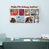 フォトピンクモダンの大理石コラージュ誕生日パーティ 横断幕 (トレードショー)