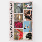 フォトピンクモダンの大理石コラージュ誕生日パーティ 横断幕 (縦)