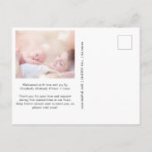 フォトピンクモダンサンキュー誕生 案内ポストカード (裏面)