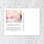 フォトピンクモダンサンキュー誕生 案内ポストカード