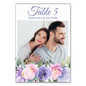 フォトピンクラベンダー結婚フローラ テーブルナンバー (裏面)