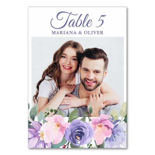 フォトピンクラベンダー結婚フローラ テーブルナンバー (正面)