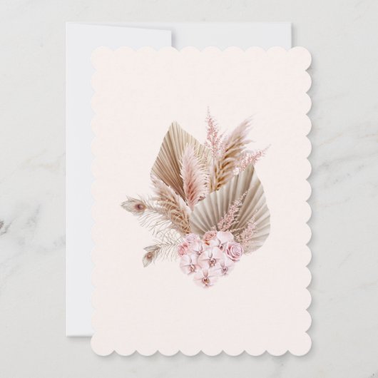 フォトピンクリトルワイルドフラワー1st誕生日 招待状 (裏面)