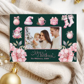 フォトピンクレトロヴィンテージクリスマス シーズンカード