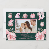 フォトピンクレトロヴィンテージクリスマス シーズンカード (正面)