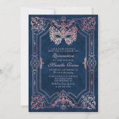 フォトピンクローズ金ゴールド仮装キンセアニェラ 招待状 (正面)