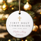 フォトピンク宗教十字少女ファースト・コミュニオン セラミックオーナメント