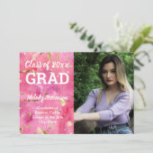 フォトピンク水彩アート卒業 招待状 (スタンド正面)