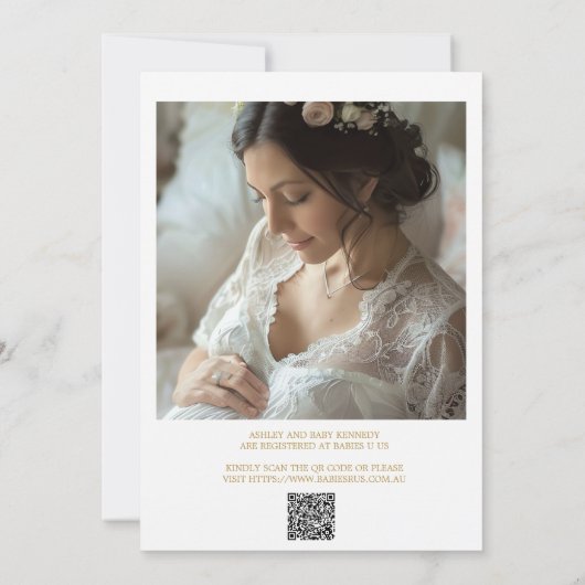 フォトピンク牡丹ガールベビーシャワー 招待状 (裏面)