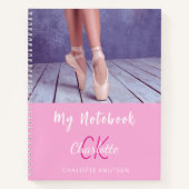 フォトピンク白モノグラム名 ノートブック (正面)