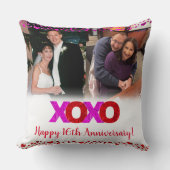 フォトピンク赤XOXO記念日と今シック クッション (正面)