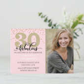 フォトピンク金ゴールド30と素晴らしい誕生日パーティー 招待状 (スタンド正面)