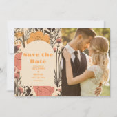 フォトピンク黄色オレンジ色の野結婚花 セーブザデート (正面)