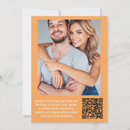 フォトピンク黄色オレンジ色の野結婚花 招待状 (裏面)