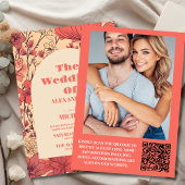 フォトピンク黄色オレンジ色の野結婚花 招待状