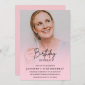フォトピンク67th誕生日招待状ディナー 招待状 (正面/裏面)