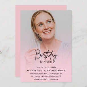 フォトピンク67th誕生日招待状ディナー 招待状