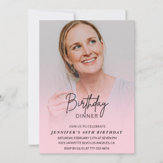 フォトピンク68th誕生日招待状ディナー 招待状 (正面)