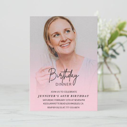 フォトピンク68th誕生日招待状ディナー 招待状 (スタンド正面)