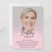 フォトピンク81歳の誕生日招待状ディナー 招待状 (正面)